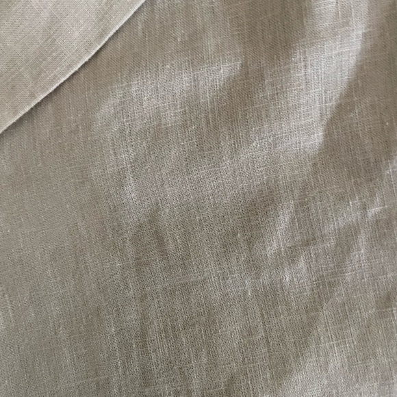 Magaschoni Men's Beige European Linen Blend Casual Button Down Shirt - Picture 3 of 9